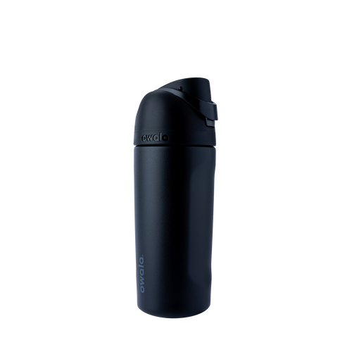 Kids FreeSip 16oz in Very Very Dark, matte all-black insulated bottle with black flip cap and black carry loop