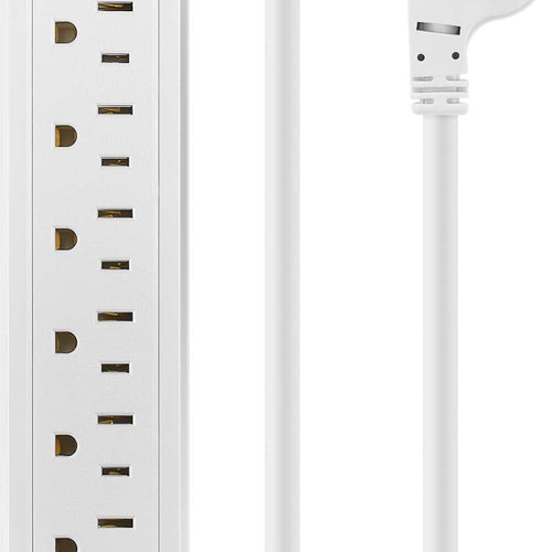 Insignia™ - 6-Outlet / 1-USB-C / 1-USB 1,800 Joules Surge Protector Strip with 6 ft. Power Cord - White