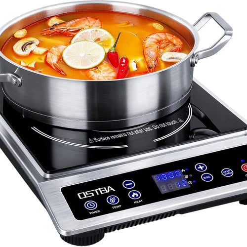 OSTBA - 1800W Portable Induction Cooktop, 10 Power Levels, 460°F, Timer - Black