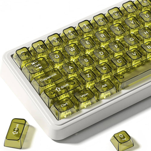 Womier - Crystal Jelly keycaps ,Transparent Style Cute keycap for All US layout Mx Cherry Mechanical Keyboard - Yellow