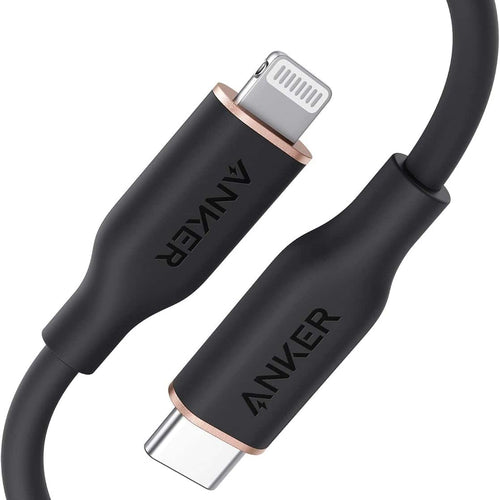 Anker - USB C to Lightning Cable, Powerline III Flow Silicone Charging Cable - Midnight Black