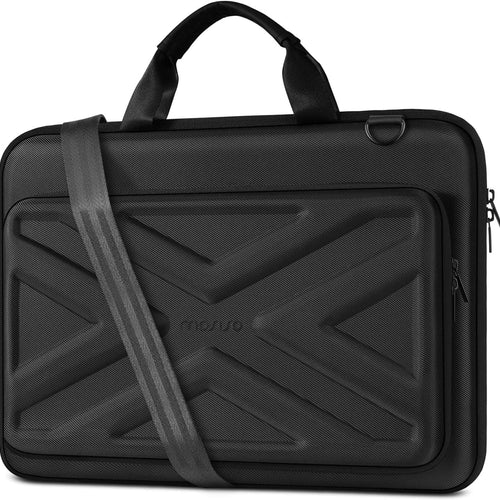 mosiso - Hard Shell Laptop Case for 17-17.3 inch HP Dell Lenovo Asus Acer, Waterproof Laptop Bag with Shoulder Strap - Black