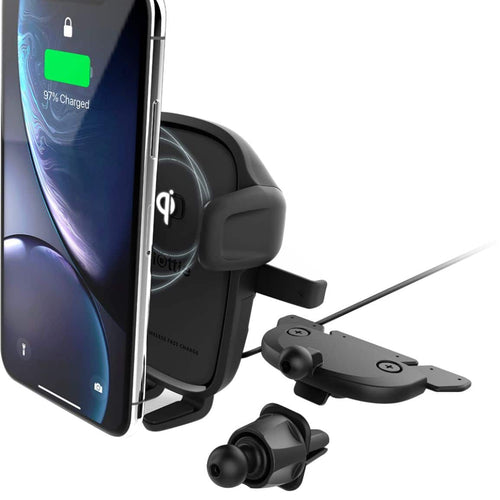 iOttie - Easy One Touch 2 Wireless Fast Charge Universal Air Vent & CD Mount for Mobile Phones - Black