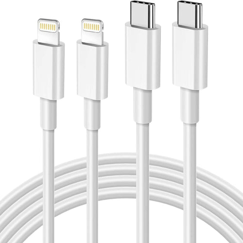 Core Tech - USB-C to Lightning Fast Charging Cable 2-Pack for iPhone and iPad - White
