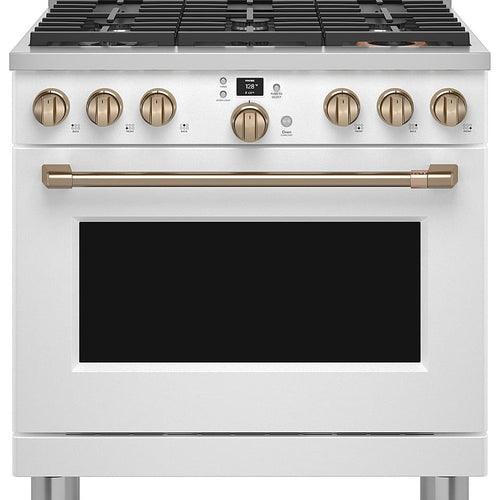 Café - 36 in. Wide 6 Burners 5.75 Cu. Ft. Freestanding Dual Fuel True Convection Range, Customizable - Matte White