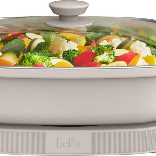 Bella - Fits-anywhere Kitchenware: 12" x 12" Make & Take Non-Stick Electric Skillet - Oatmilk
