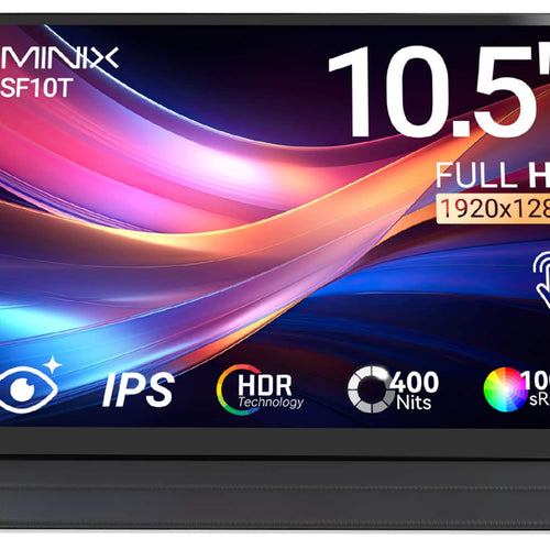 MINIX - SF10T 10.5" 60Hz IPS USB-C Portable Touchscreen Monitor w/ Magnetic Stand, Full HD, HDR, Mini HDMI, 100% sRGB, FreeSync - Black