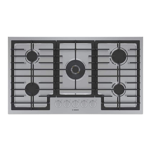 Bosch - 800 Series 36" Built-In Gas Cooktop with 5 Burners, FlameSelect, and LP Conversion - Stainless Steel