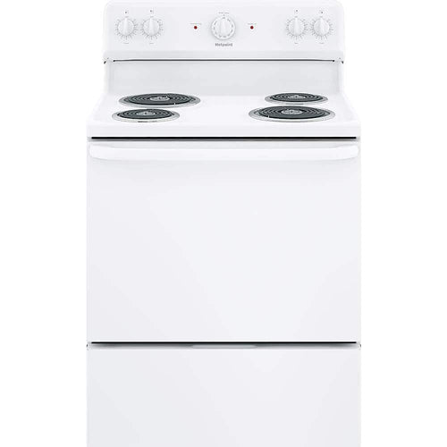 Hotpoint - 30 in. Wide 4 Element 5.0 Cu. Ft. Freestanding Electric Range with Porcelain Upswept Cooktop - White