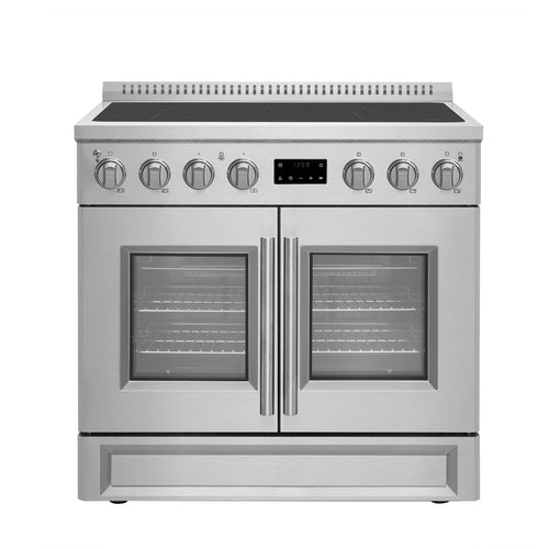 Forno Appliances - 36 in. Wide 5 Elements Torino 5.36 Cu.Ft. Freestanding Induction Range w/ French Door Design and Air Sous Vide Tech - Silver