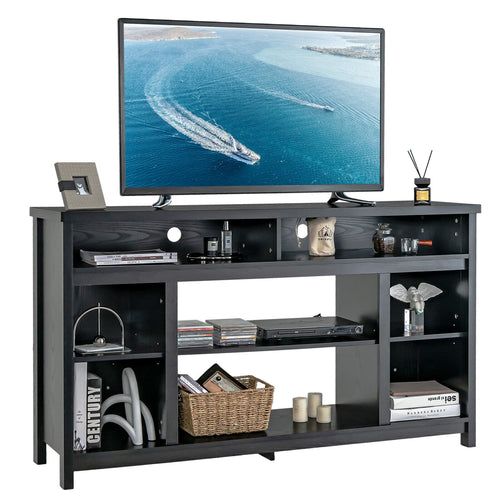 Gymax - 58'' TV Stand Entertainment Console Center w/ Adjustable Open Shelves up to 65'' - Black