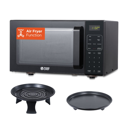 Commercial Chef - 5-in-1 Microwave Air Fryer Combo, 0.9 Cu. Ft., with Turntable, Air Fry Kit & Baking Tray - Black