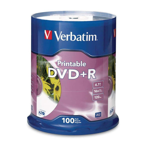 Verbatim - DVD+R 4.7GB 16X Branded White Inkjet, 100pk Spindle