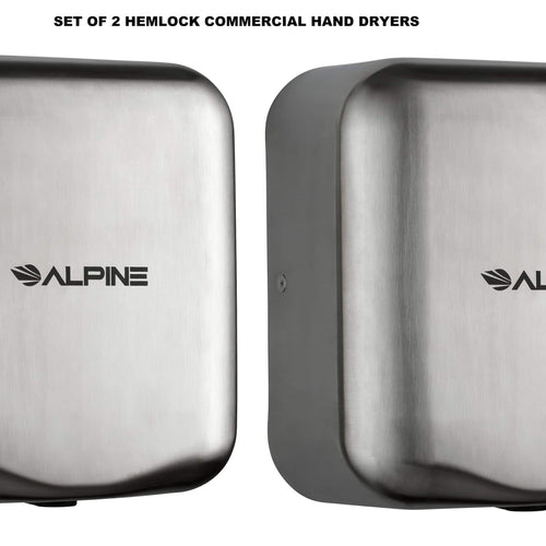 Alpine Industries - Hemlock Commercial Automatic High-Speed 120V Electric Hand Dryer 2 Pack - Stainless Steel