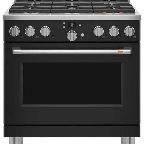Café - 36 in. Wide 6 Burners 5.75 Cu. Ft. Freestanding Dual Fuel True Convection Range, Customizable - Matte Black