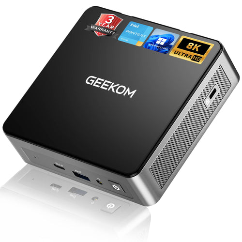 GEEKOM - Air12 Mini PC , Intel Pentium Gold 7505(up to 3.5GHz), 16GB DDR4 RAM& 500GB NVMe SSD, Windows 11 Pro Pre-installed - Black+Silver