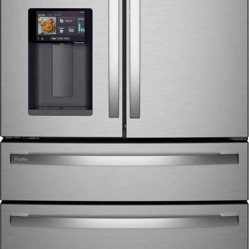GE Profile - 36 in. Wide 27.89 Cu. Ft. Smart Energy Star 4-Door French Door Refrigerator with Kitchen Assistant - Stainless Steel