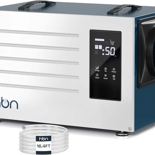 HBN - 125-Pint Commercial Dehumidifier with Pump & Drain Hose, 5900 Sq.Ft, Large Capacity, 24H Timer