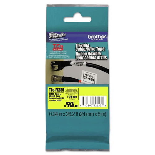 Brother - P-Touch TZEFX651 0.94 in. x 26.2 ft. TZe Flexible Tape Cartridge for P-Touch Labelers - Black on - Yellow