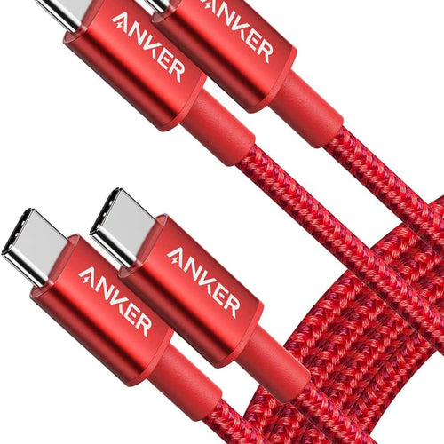 Anker - USB C to USB C Cable, Type-C 60W Fast Charging Cable (6 FT, 2Pack) - Red