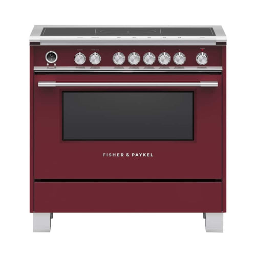 Fisher & Paykel - 36 in. Wide 5 Elements Classic Series 4.9 Cu. Ft. Freestanding Electric Induction Convection Range with Self-Cleaning - Red