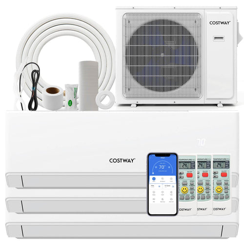 Costway - 24k BTU 3 Zone 7k 9k 9k BTU Mini Split Air Conditioner 23 SEER2 Wifi Enabled - White