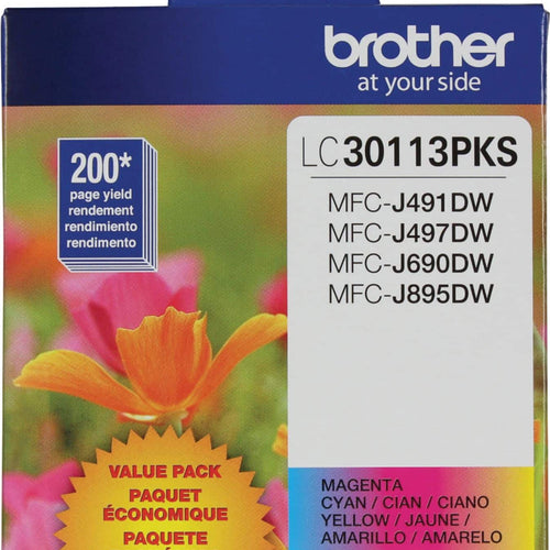 Brother - LC30113PKS Standard-Yield 3-Pack Ink Cartridges - Cyan/Magenta/Yellow