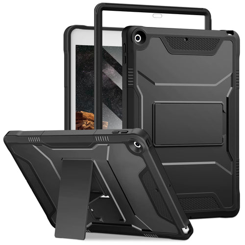 DTTO - iPad 10.2 inch Case for 7th/8th/9th Gen (2019-2021) with Screen Protector, Shockproof Cover and Kickstand - Black