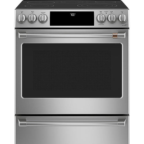 Café - 30 in. Wide 5 Elements 5.7 Cu. Ft. Slide-In Electric Convection Range, Customizable - Stainless Steel
