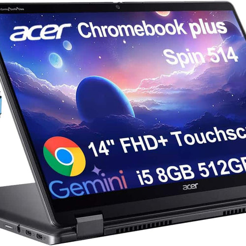 Acer - Chromebook Plus Spin 514 2-in-1 FHD+ Touchscreen Laptop - Intel Core i5-1334U - 8GB RAM - 512GB SSD - Google AI - IST HUB - Gray