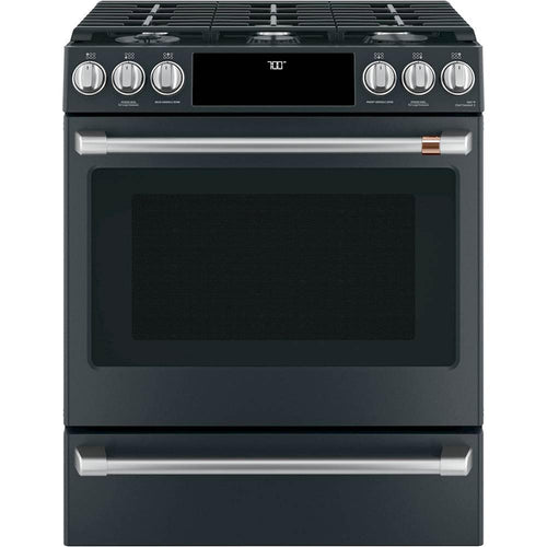 Café - 30 in. Wide 6 Burners 5.6 Cu. Ft. Self-Cleaning Slide-In Gas Convection Range, Customizable - Matte Black