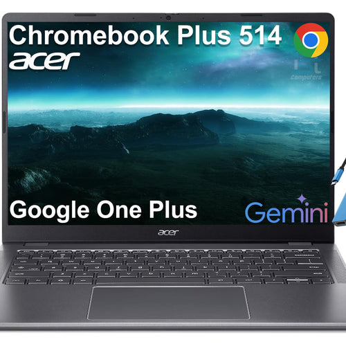 Acer - Chromebook Plus 514 14" FHD+ Touchscreen Laptop with Google AI - Intel Core 3 - 8GB RAM - 512GB Storage - Backlit - Steel Gray