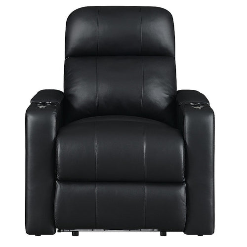 RowOne - Prestige Straight 2-Arm Leather Power Recline Home Theater Seating - Black