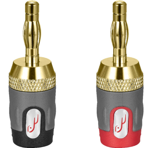 Rocketfish™ - 24k Gold Plated Toolless Speaker Banana Plugs (4 Pack) - Red/Black