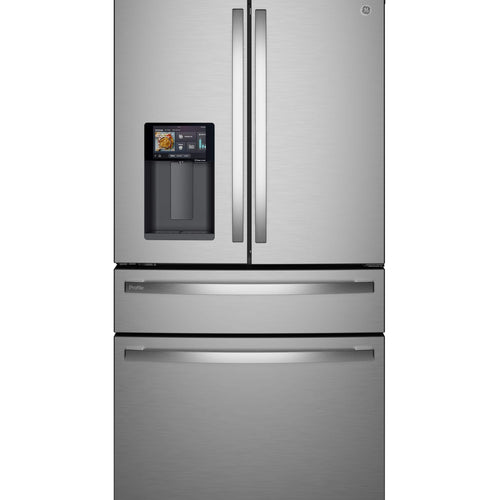 GE Profile - 36 in. Wide 22.43 Cu. Ft. Smart Counter-Depth 4-Door French Door Refrigerator with Energy Star and Kitchen Assistant - Stainless Steel