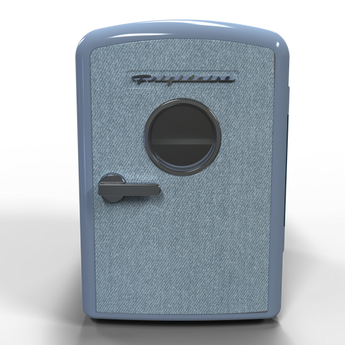 Frigidaire - Retro Mini Personal Fridge Cooler, Holds 9 Cans, Portable- Car, Office, Bedroom, Dorm, Cabin, Light Denim - Custom Panel Ready