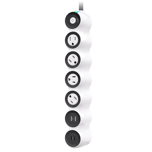 Front. 360 Electrical - PowerCurve77, 4 Rotating Outlets/2 USB-A and 2 USB-C 1080 Joules Surge Protector - White.
