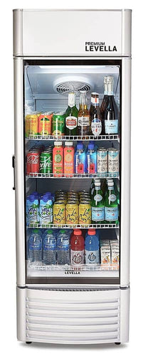 Premium Levella - 23 in. Wide 9 cu. ft. 1-Door Commercial Merchandiser Refrigerator Glass-Door Beverage Display Cooler - Silver