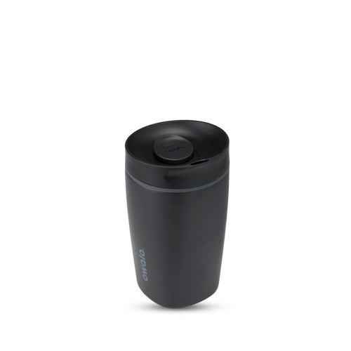SmoothSip Slider 12oz in Very, Very Dark, all-black body and lid with matching black slider button