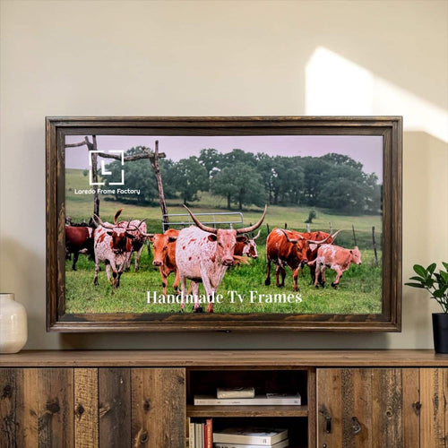 LAREDO FRAME FACTORY - 55 inch Hisense Canvas TV Frame, Canvas TV by Hisense - RUSTIC DARK WOOD