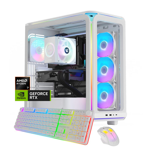 iBUYPOWER - Element Gaming Desktop PC AMD Ryzen 7 8700F 2024 NVIDIA GeForce RTX 5060 8GB 16GB DDR5 1TB NVMe SSD Storage - White