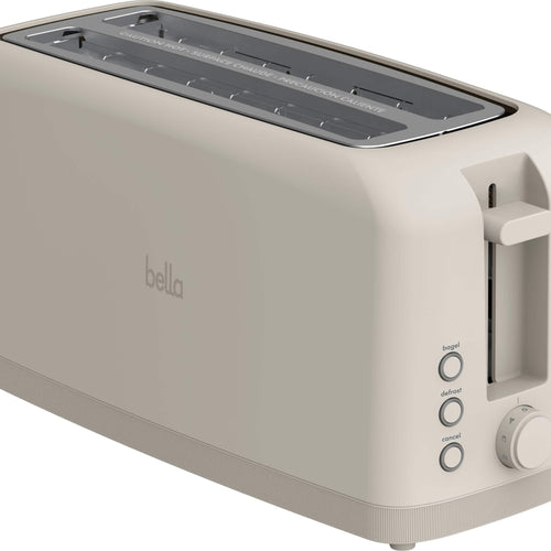 Bella - Fits-anywhere Kitchenware: 4-Slice Slim Toaster with Long Wide Slots - Oatmilk