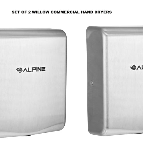 Alpine Industries - Willow Commercial High Speed Automatic 120V Electric Hand Dryer 2 Pack - Stainless Steel