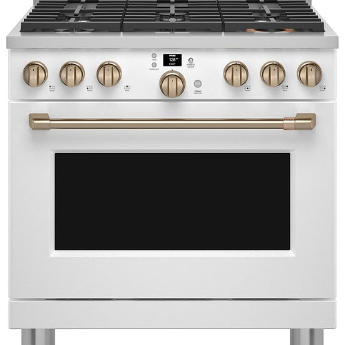 Café - 36 in. Wide 6 Burners 6.2 Cu. Ft. Freestanding Gas Convection Range with 6 Burners, Customizable - Matte White