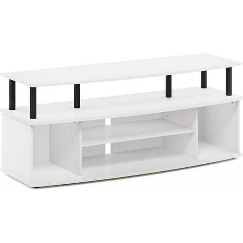 FurniFact - 55 Inch TV Stand with 3 Shelves and 2 Cabinets Modern TV Console - White
