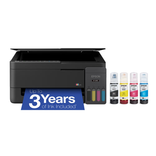 Epson - EcoTank ET-2410 Wireless All-in-One Color Supertank Inkjet Printer (C11CL62201) - Black