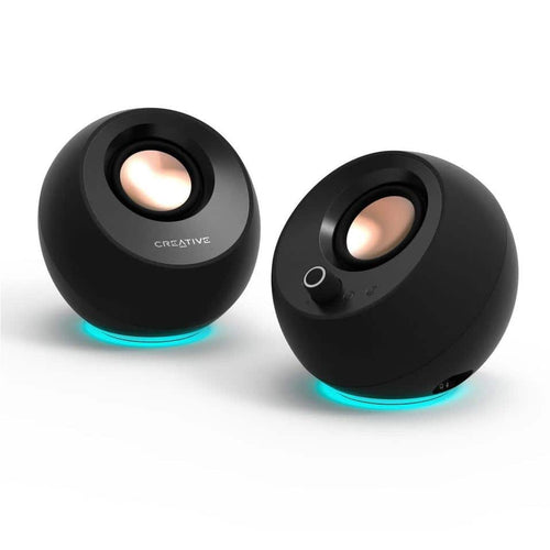 Creative Labs - Creative Pebble Pro Minimalist 2.0 USB-C Speakers with Bluetooth, RGB Lighting - Black