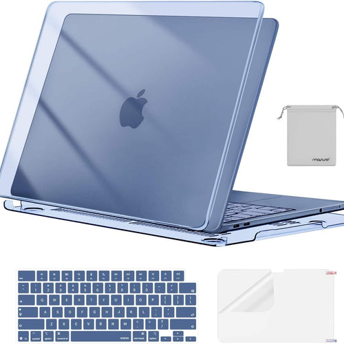 mosiso - For 2026 MacBook Neo Case 13 inch A3404 with A18 Pro Chip, Protective Hard Shell & Keyboard Cover & Screen Film & Pouch - Crystal Indigo