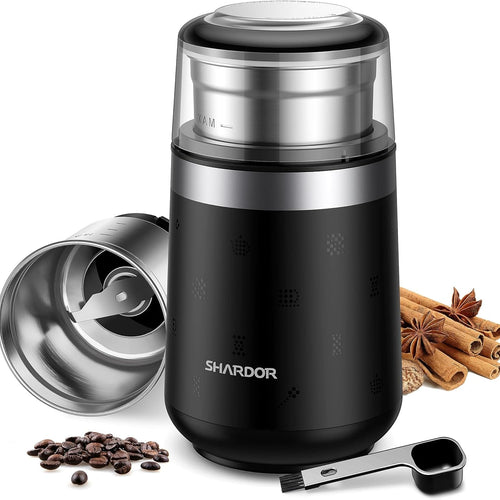 Shardor - Super Silent Coffee Bean Grinder Electric Espresso Grinder with 1 Removable Stainless Steel Bowl - Gray
