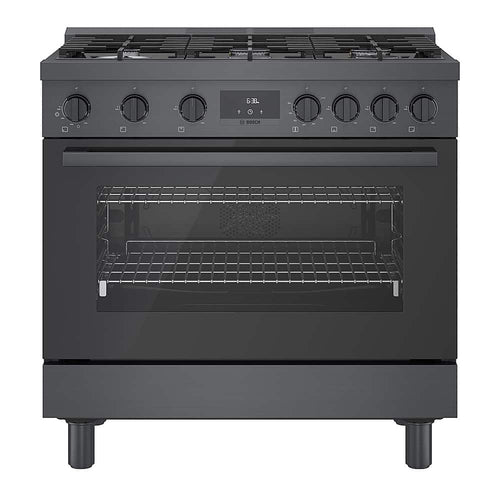 Bosch - 800 Series 36 in. Wide 3.5 Cu. Ft. Freestanding Gas Convection Range with Self-cleaning and 6 Dual Flame Ring Burners - Black Stainless Steel